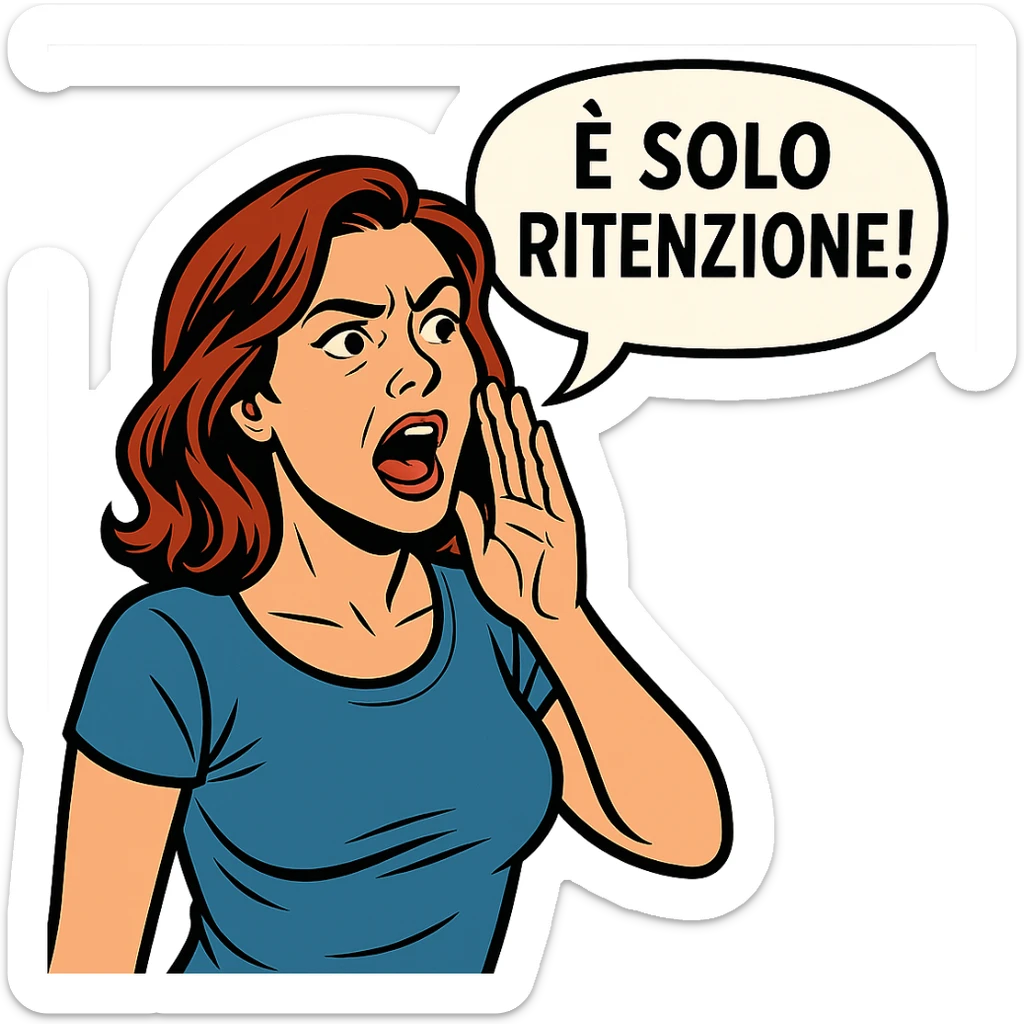 DONNA CHE DICE IN UN FUMETTO ALLA SUA DESTRA: "è SOLO RITENZIONE!" sticker
