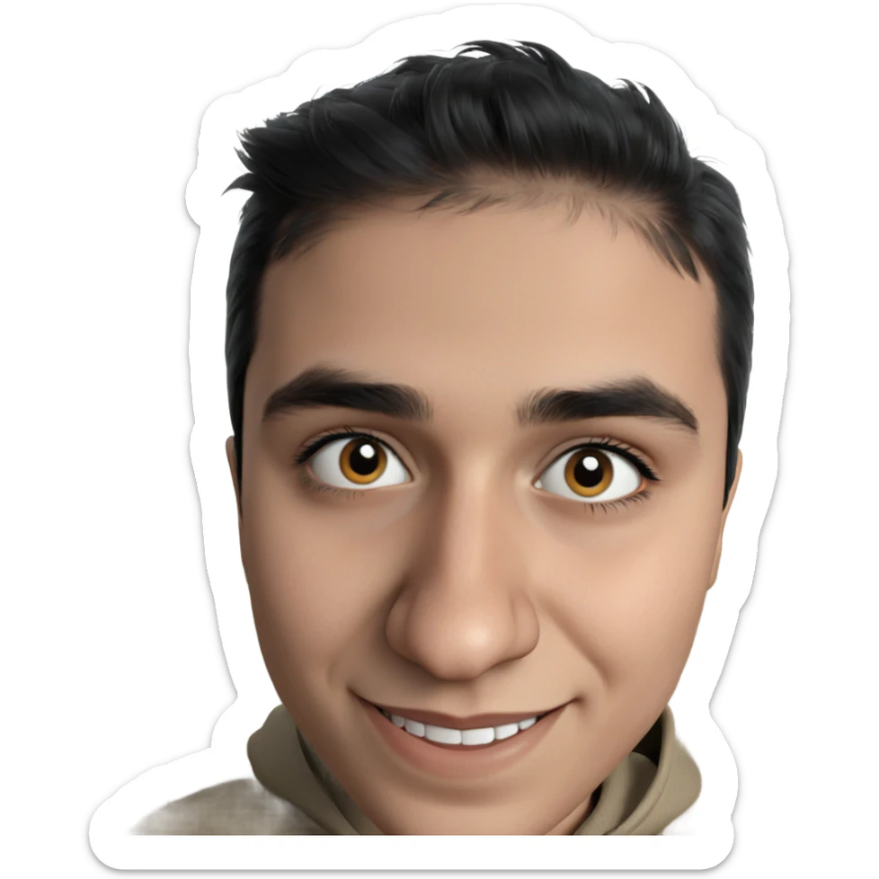 smiling boy with black hair sticker