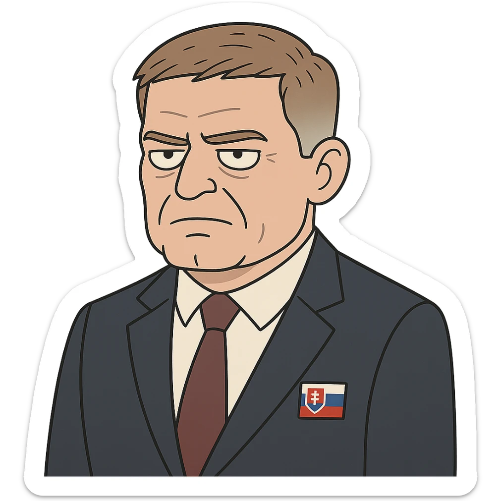 portrait of Robert Fico, Prime Minister of Slovakia in flat toon style sticker