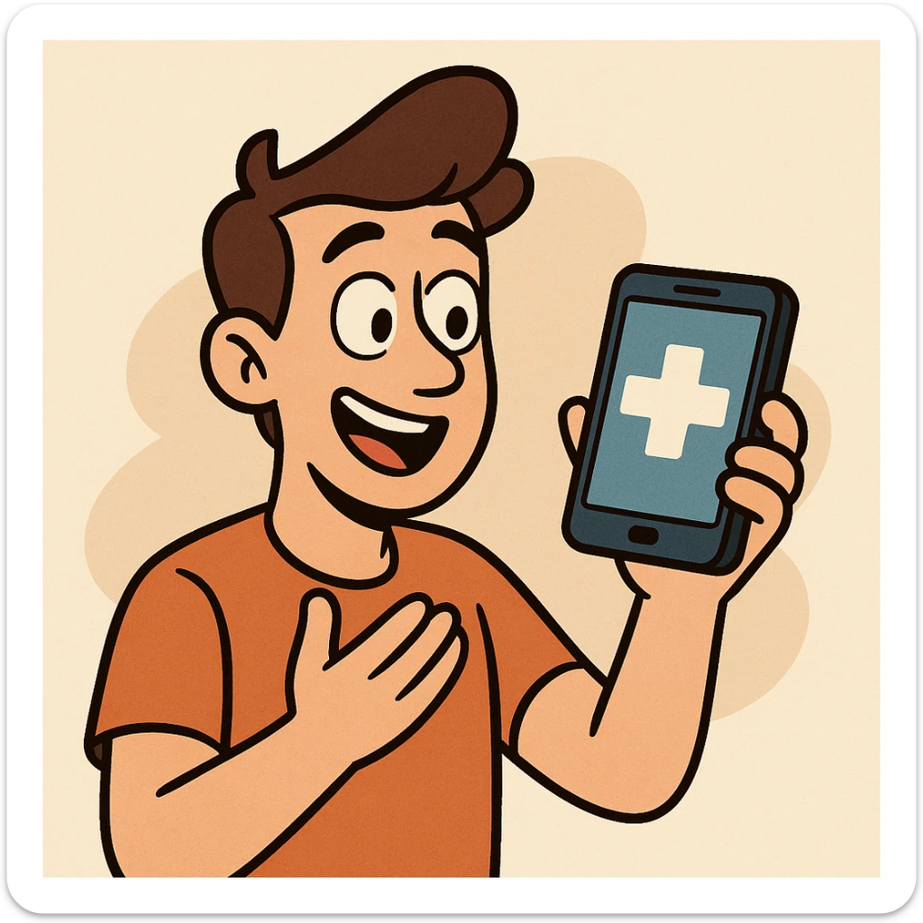 telehealth, smartphone with medical cross, digital health, minimal and clear sticker