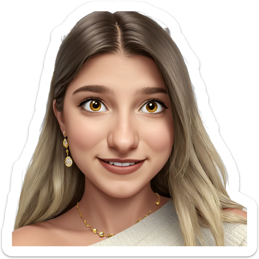 smiling girl with jewelry sticker