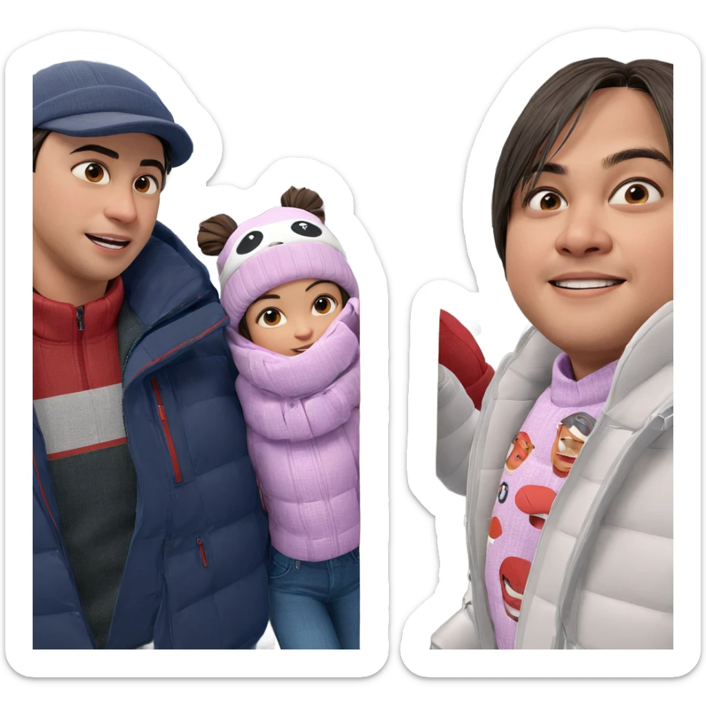 boy and girl in winter sticker