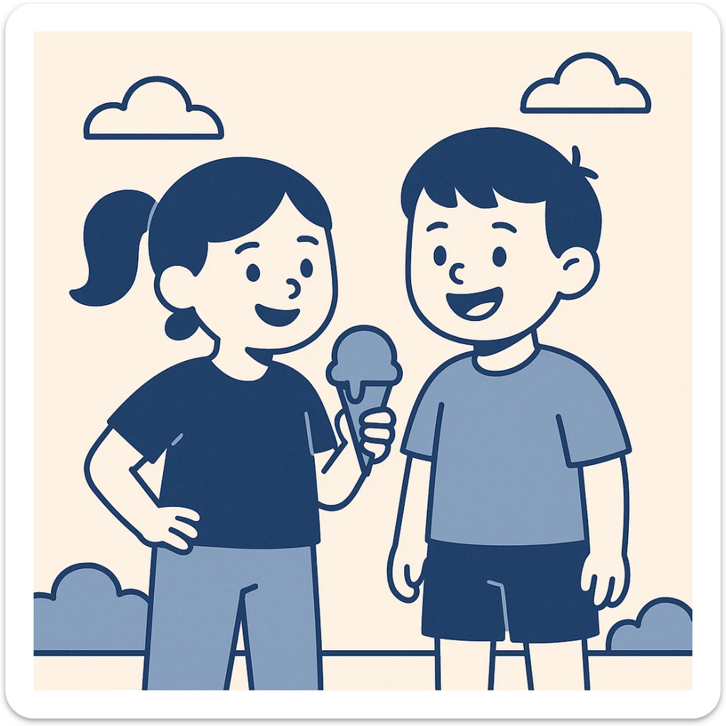 happy children with melting ice cream cones sticker