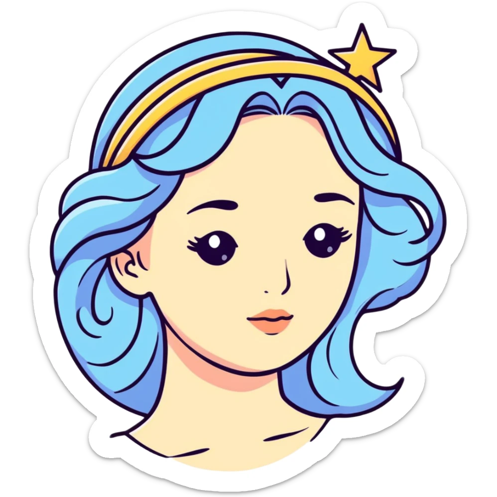 universe goddess Sophia with pretty perfect feminine attractive face, cosmic beauty with detailed delicate facial features, starry goddess with ethereal glow sticker
