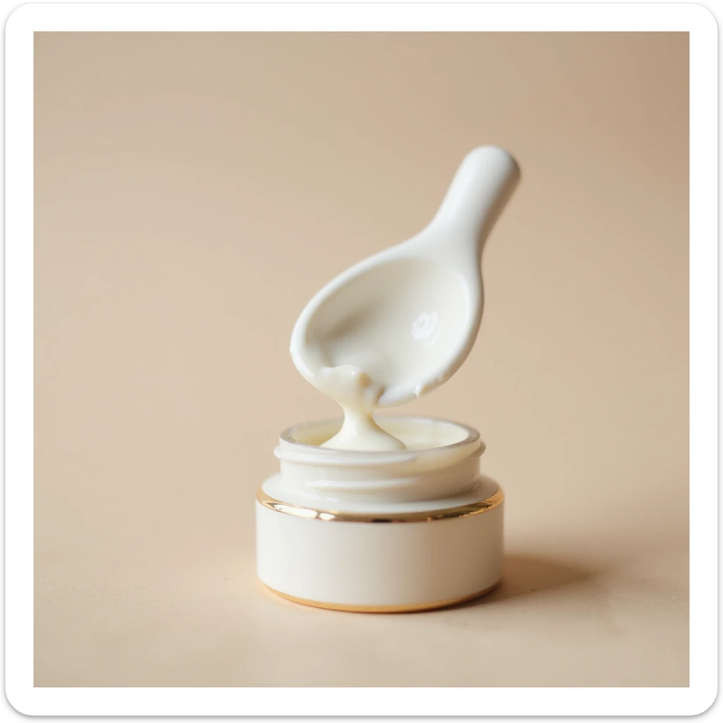 realistic skin care routine with facial cream jar and moisturizer, clean background sticker