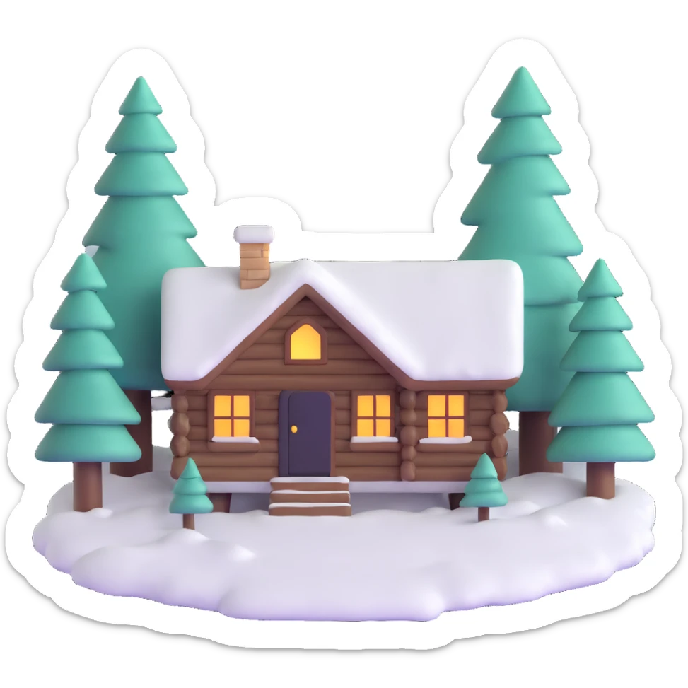 Bon Iver winter cabin in snowy forest sticker