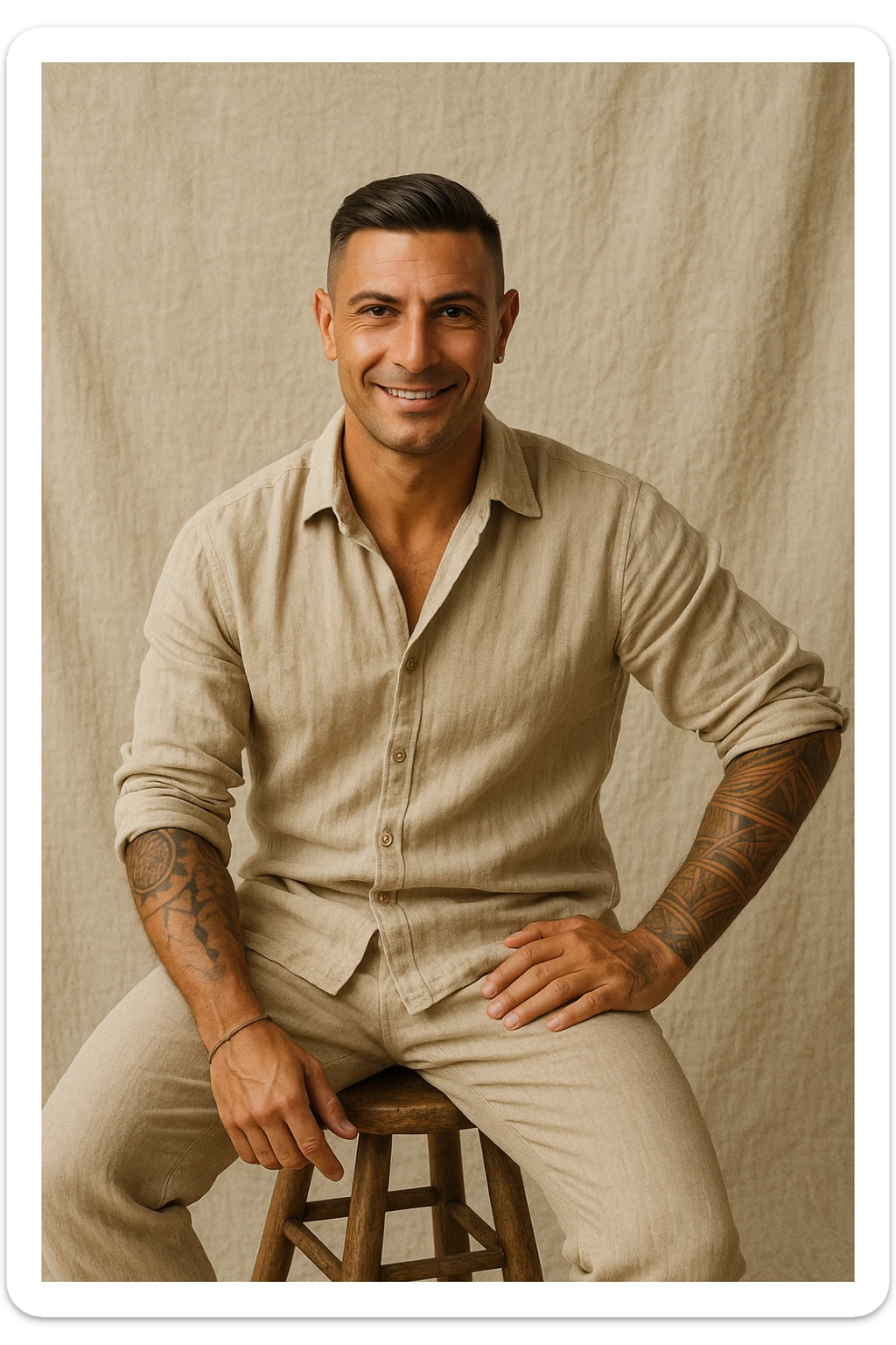 Uomo che usa solo prodotti di Lino e Cotone, perchè sono naturali sticker