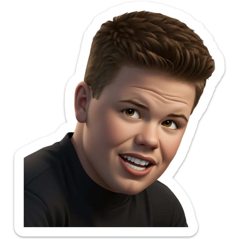 realistic portrait of smiling boy sticker