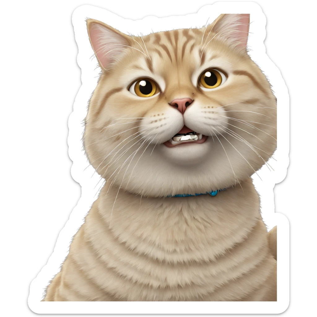 realistic cat with bell sticker