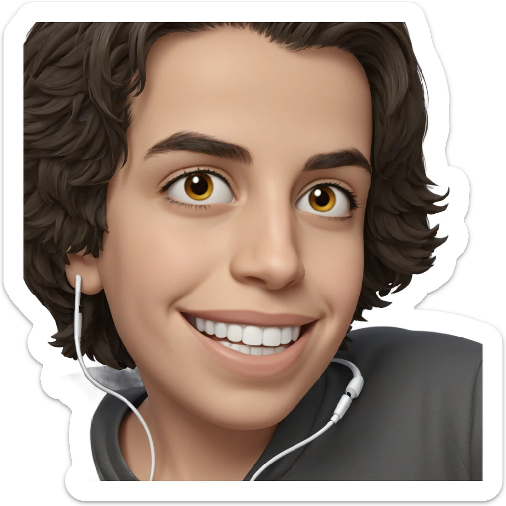 smiling boy with earphones sticker