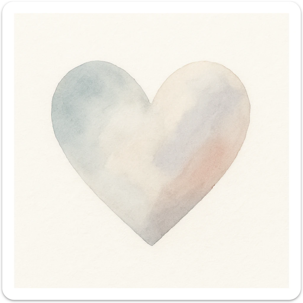 heart symbol representing the concept of love, watercolor art style sticker