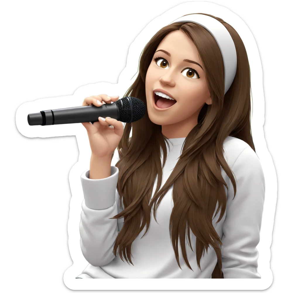 girl singing with microphone sticker