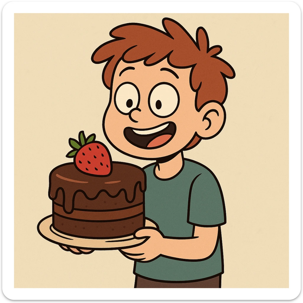 The chocolate strawberry cake a boy  sticker