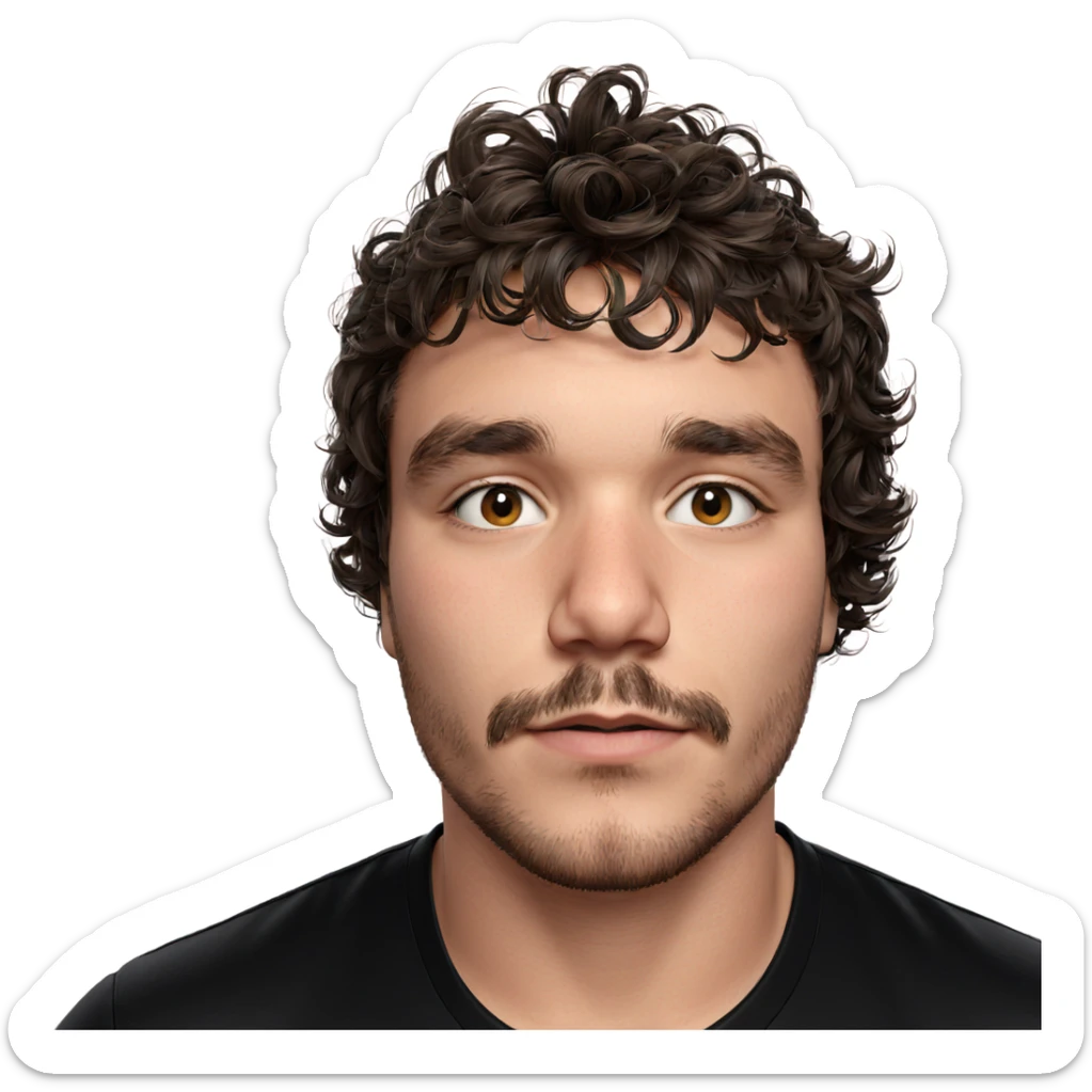 male portrait with mustache sticker