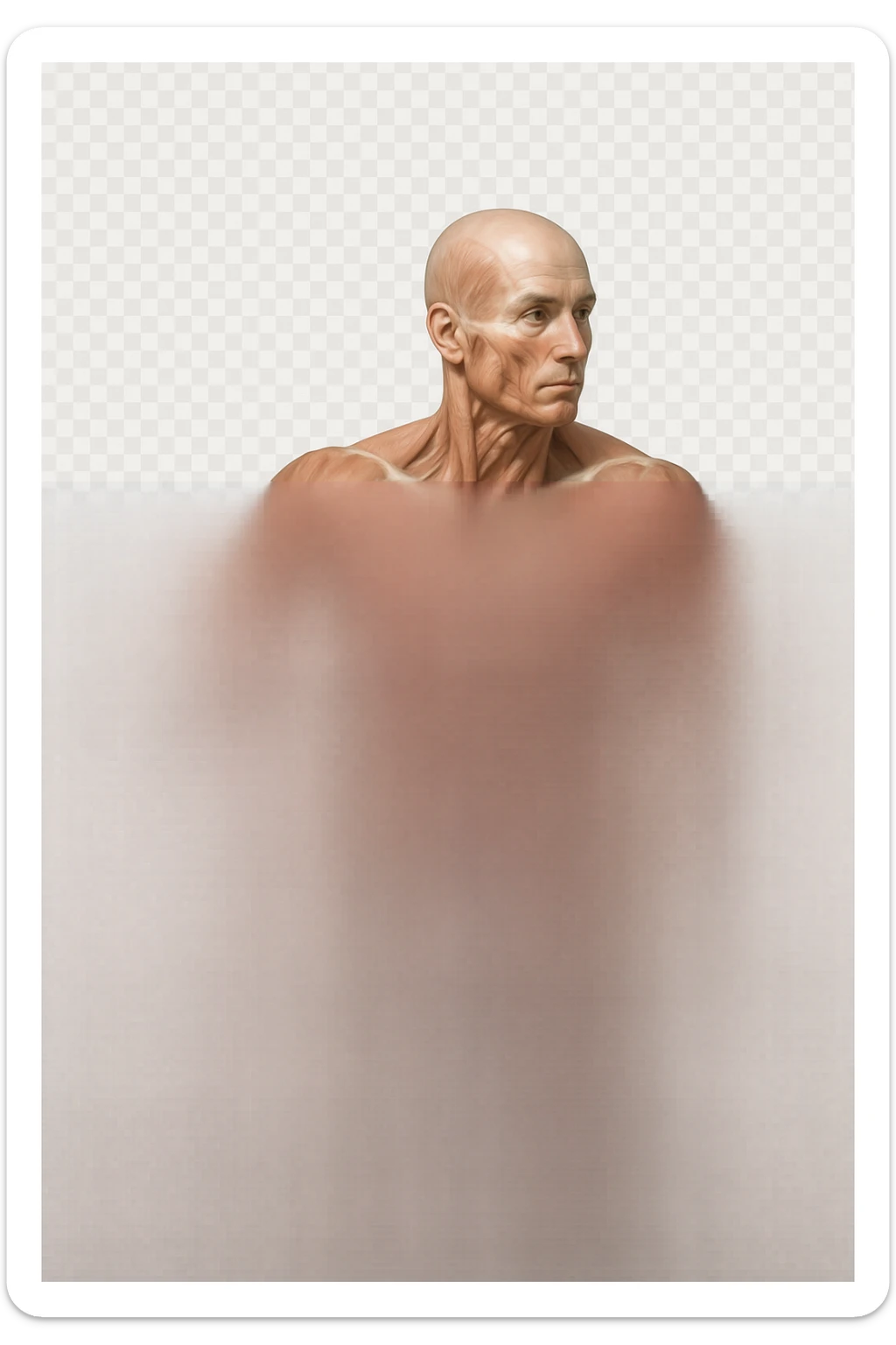 CORPO UMANO ANATOMICO REALISTICO CHE SVOLGE UN ESERCIZIO DI MOBILITà ALLE ANCHE, iperrealistico 4k sticker