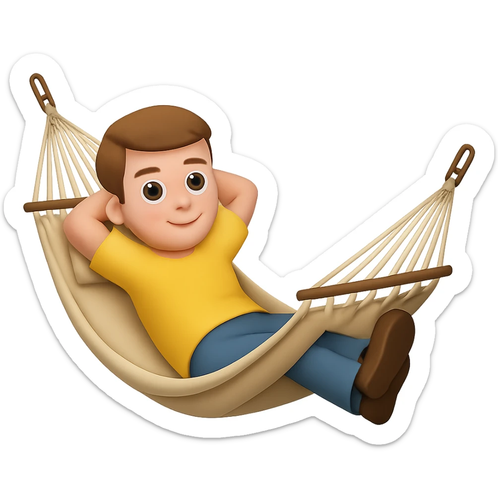 Add a person relaxing in the hammock in the style of emoji (apple style emojis). Remove the background. sticker