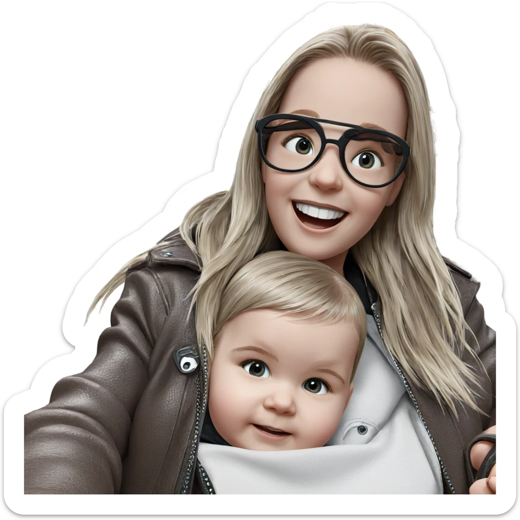 smiling girl in leather jacket sticker