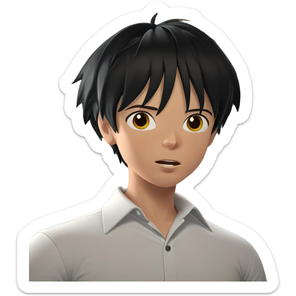 boy in white shirt indoors sticker