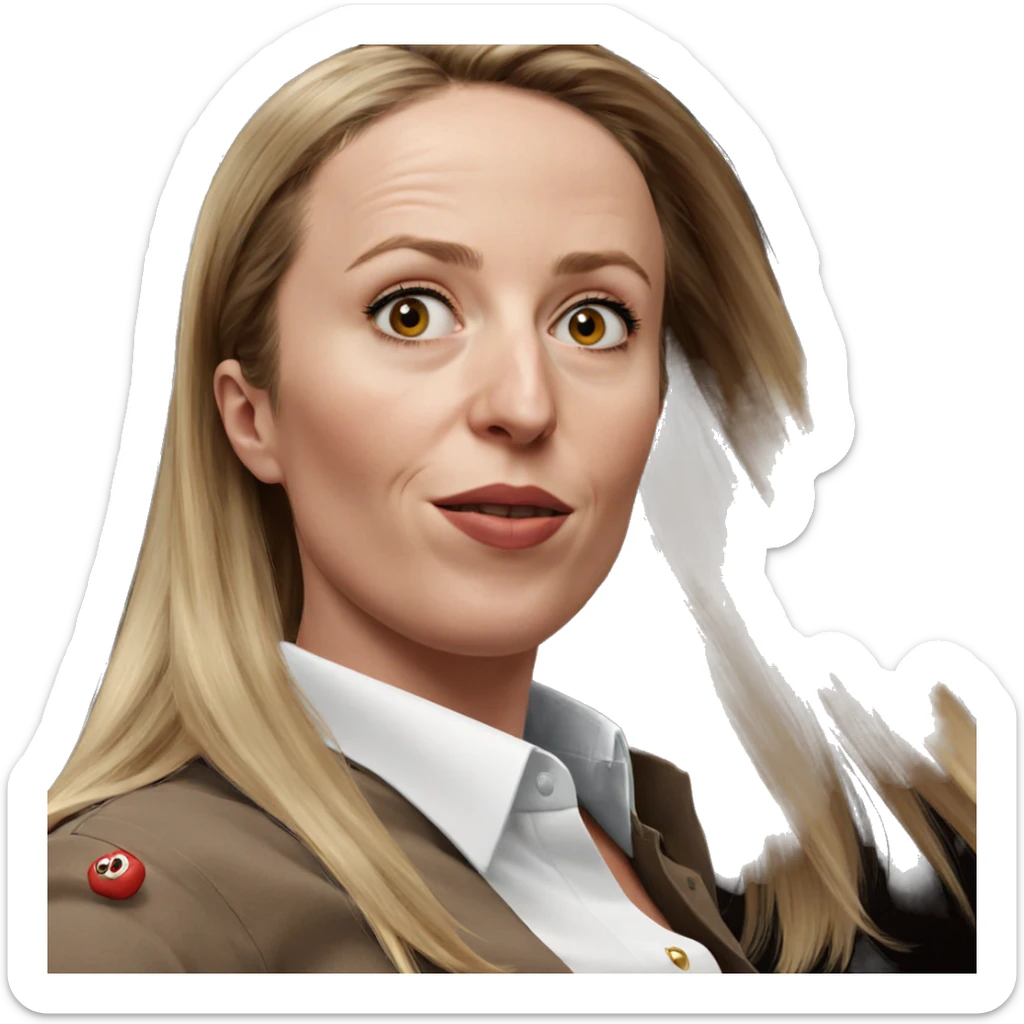 blonde girl in collared shirt sticker