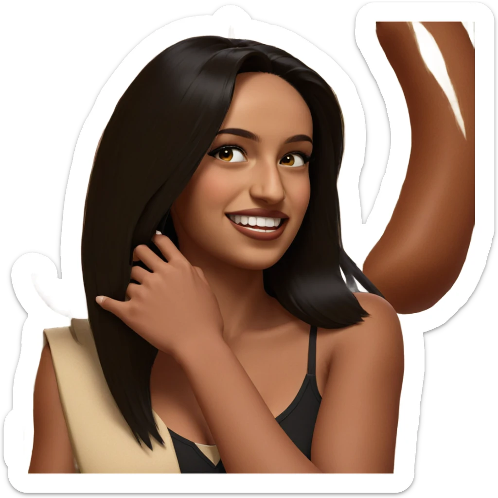 girl with long black hair sticker