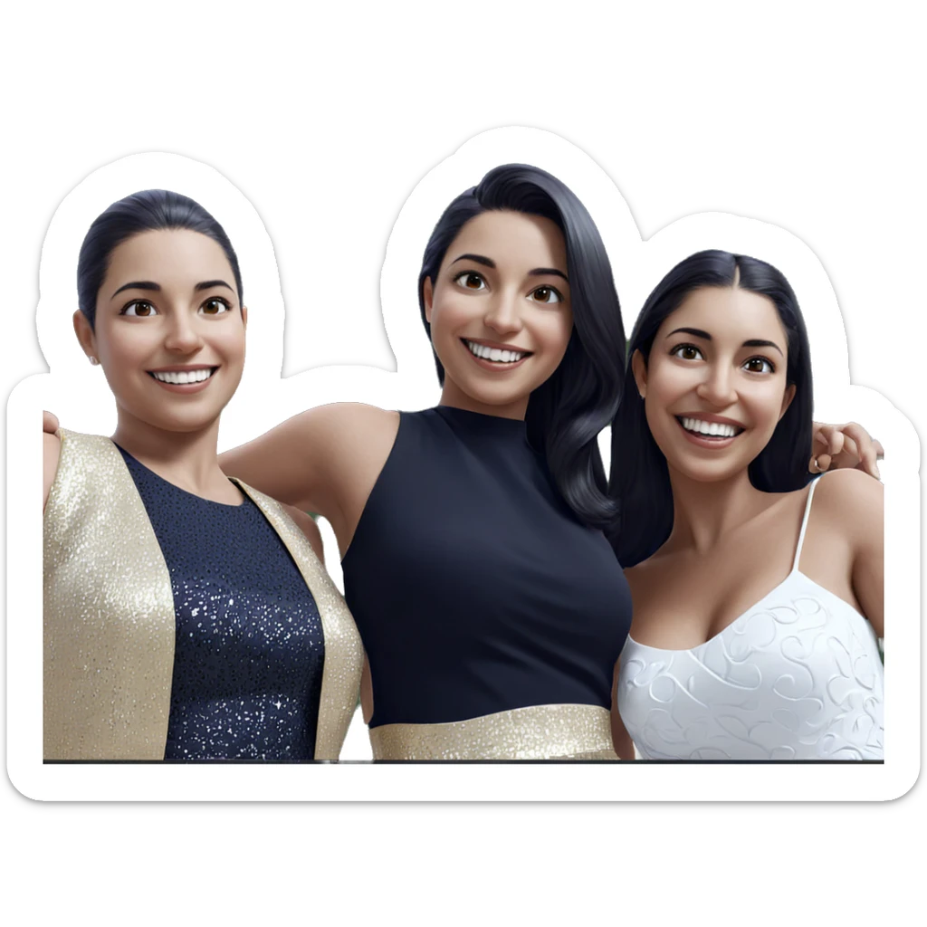 smiling girls in elegant dresses sticker