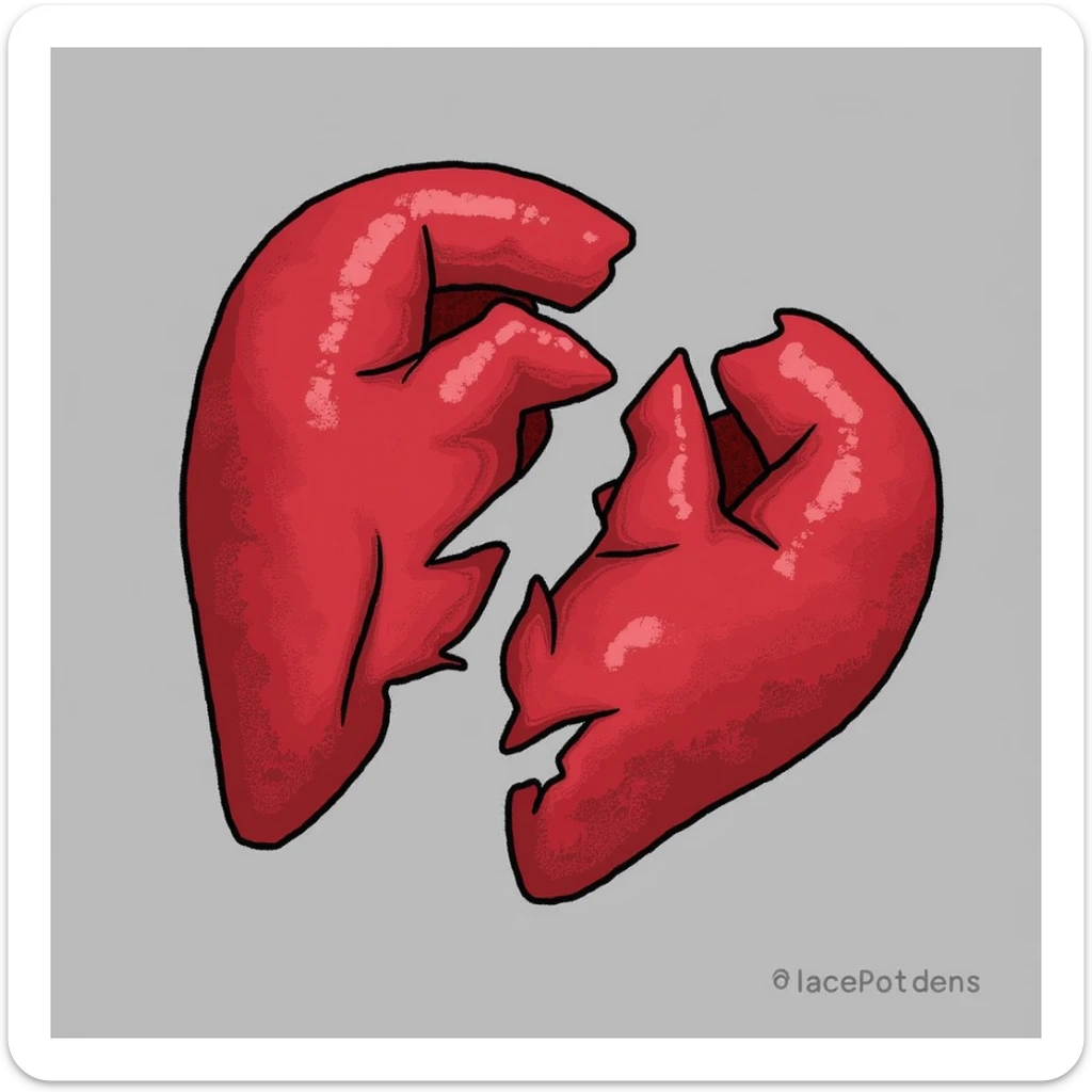 emo heart, broken in two sticker
