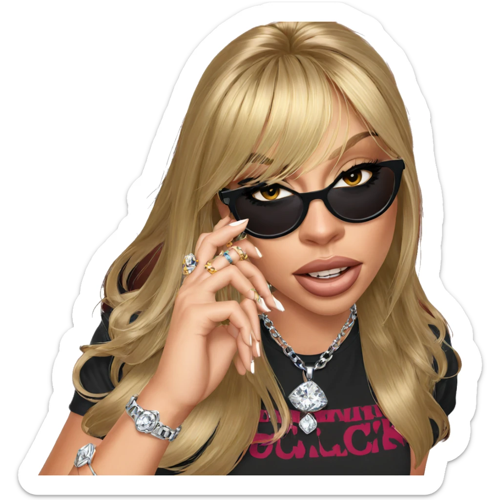 blonde girl with jewelry style sticker