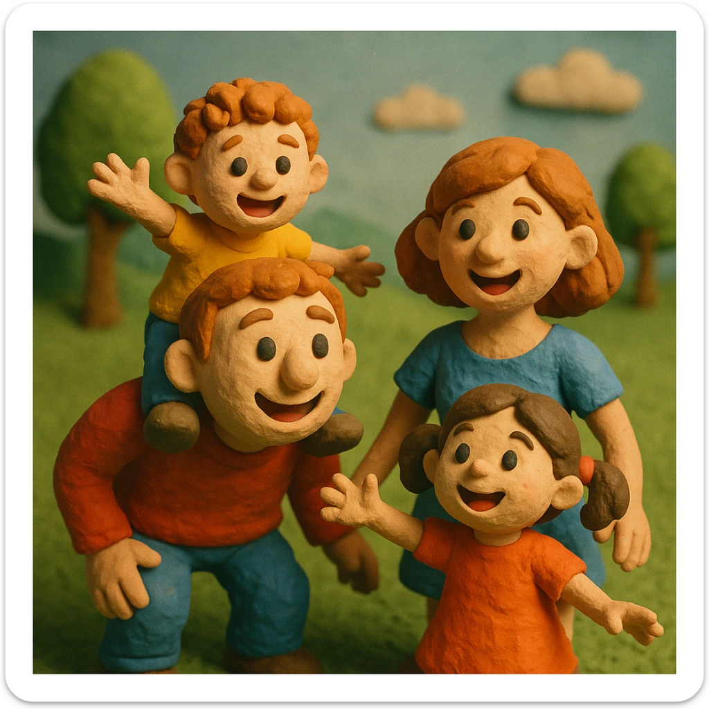 children with their parents, happy family playing in the park sticker