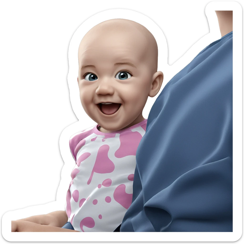 bald boy smiling brightly sticker