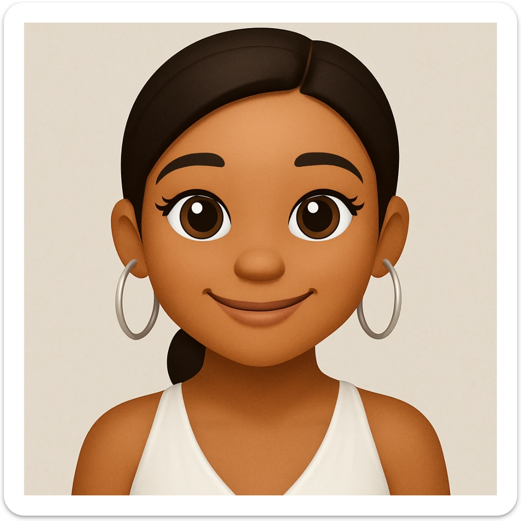 turn the second man in emoji style of the 1st image, match the facial features and match dressing style of the 2nd image, she is wearing white tank top lose sticker