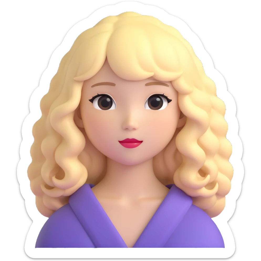Japanese girl with voluminous blonde wavy hair sticker