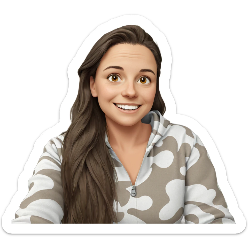 smiling woman with long hair sticker