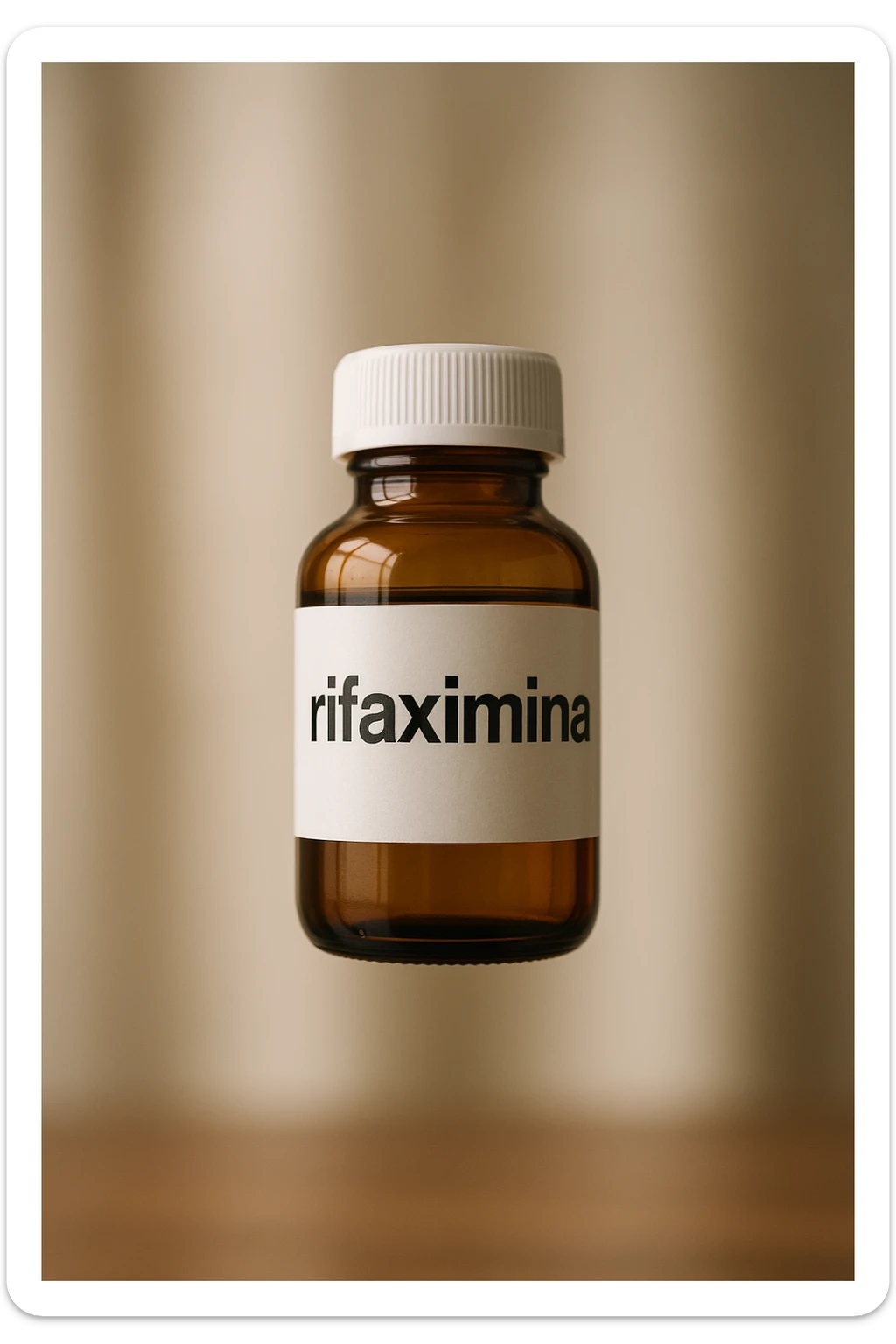 barattolo di medicinale con la scritta "rifaximina" sull'etichetta fluttua in aria, iperrealistico 4k sticker