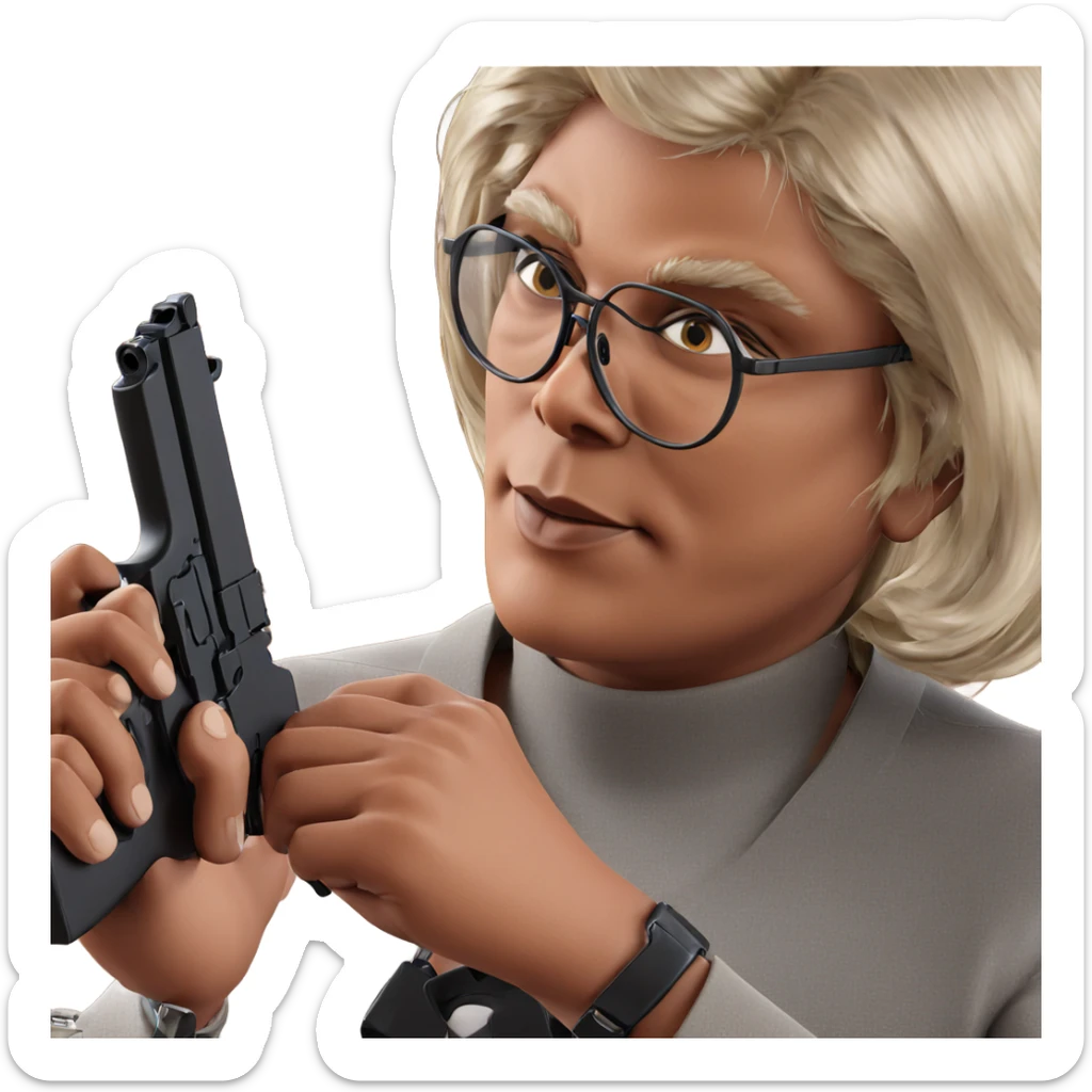 girl with gun and glasses sticker
