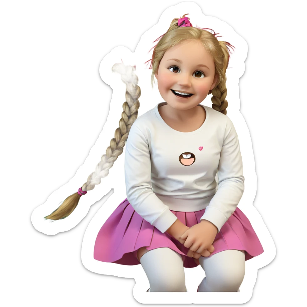 smiling girl in skirt sticker
