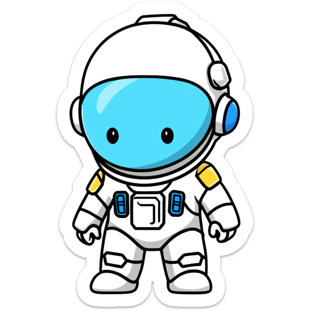 cartoon sticker of a little astroneer in a white suit and helmet, crying hard with big tears sticker
