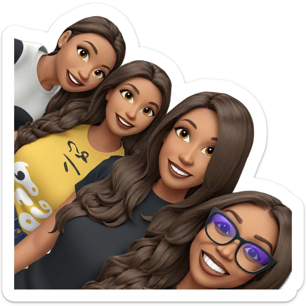 smiling girls in stylish attire sticker