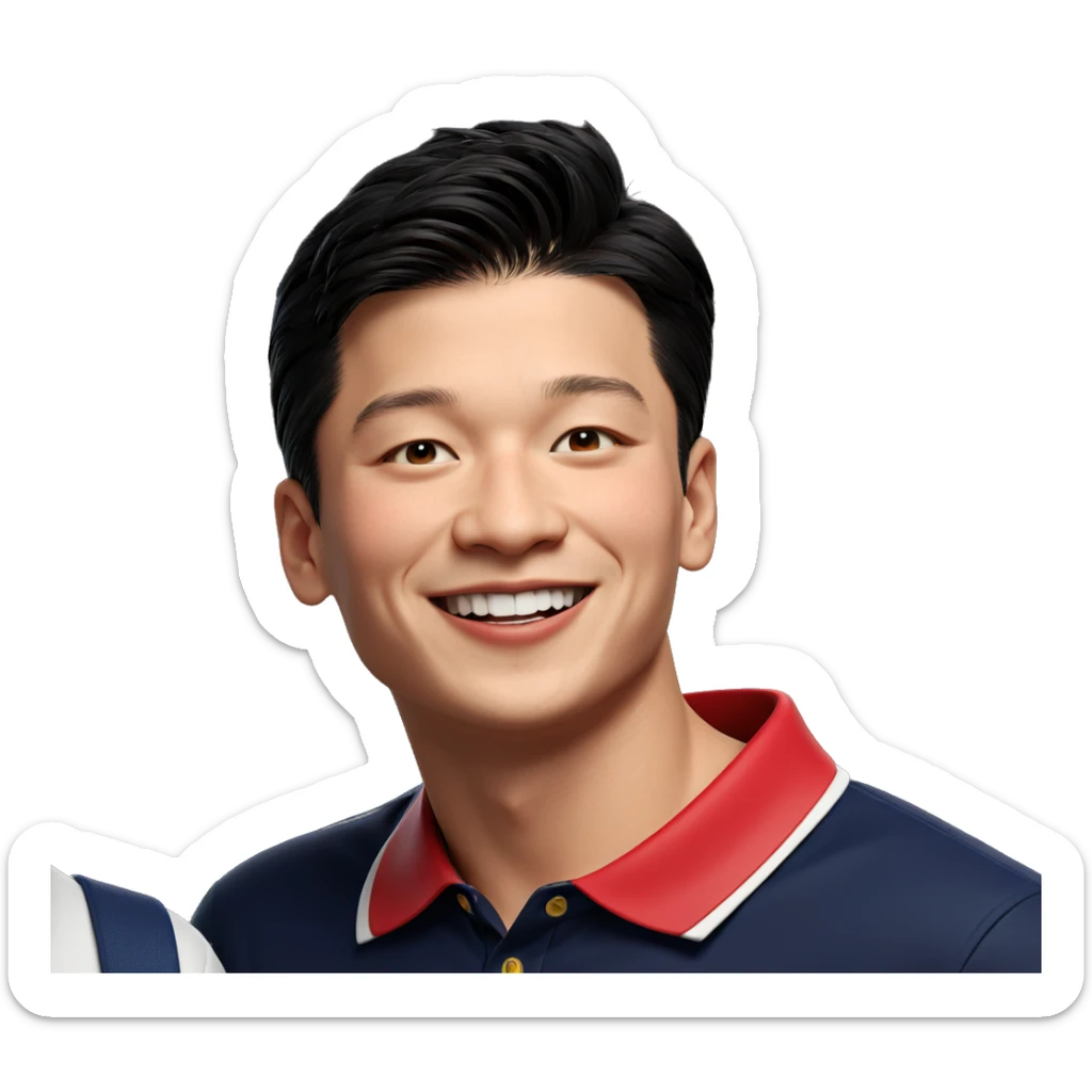 smiling boy in collared shirt sticker