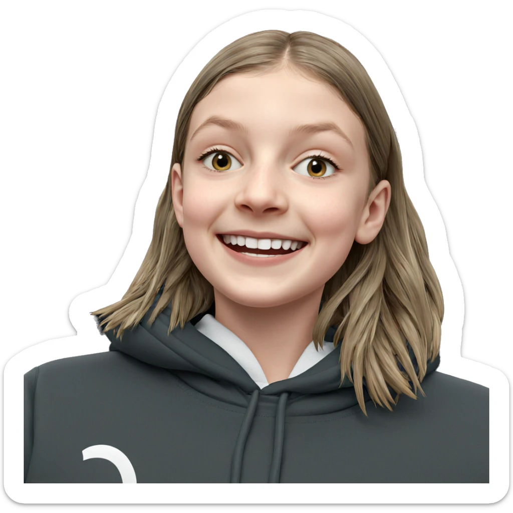 smiling girl in hoodie sticker
