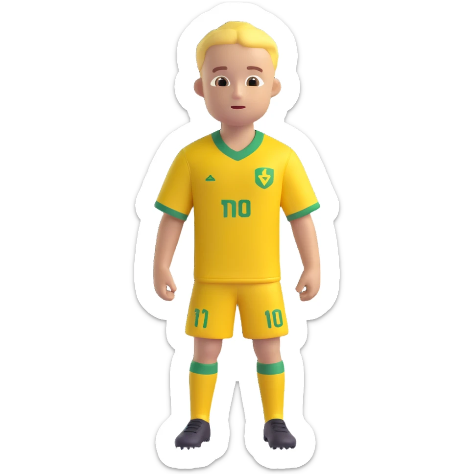 Brazil national team soccer shirt, bright yellow, green details, short sleeves, no text, plain background sticker