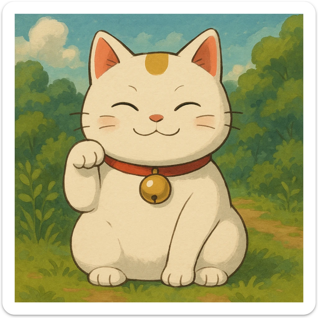 white lucky cat sticker