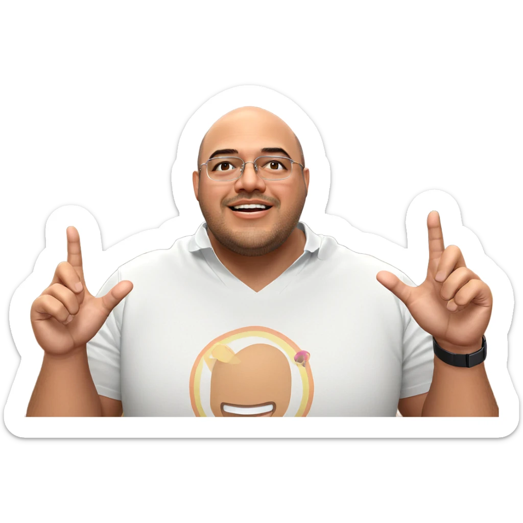 smiling bald man in shirt sticker