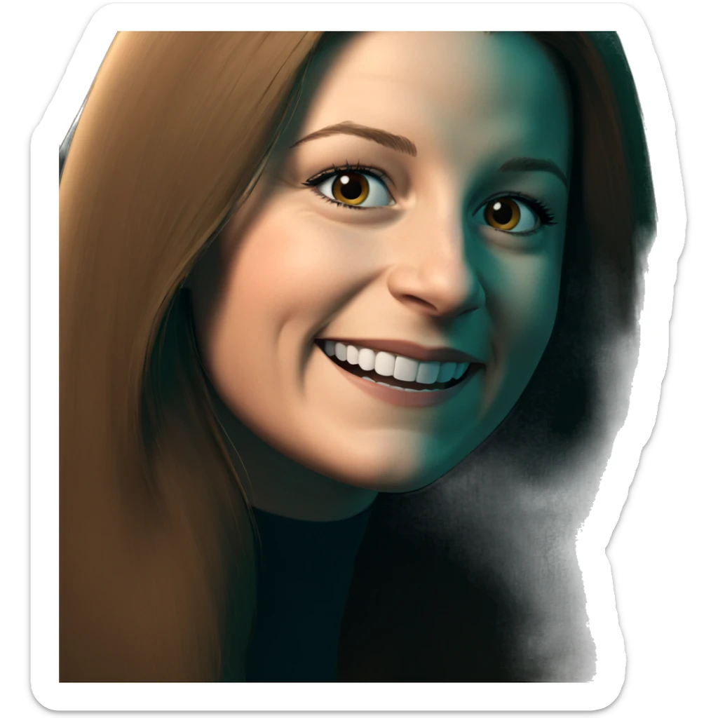 smiling girl with long hair sticker