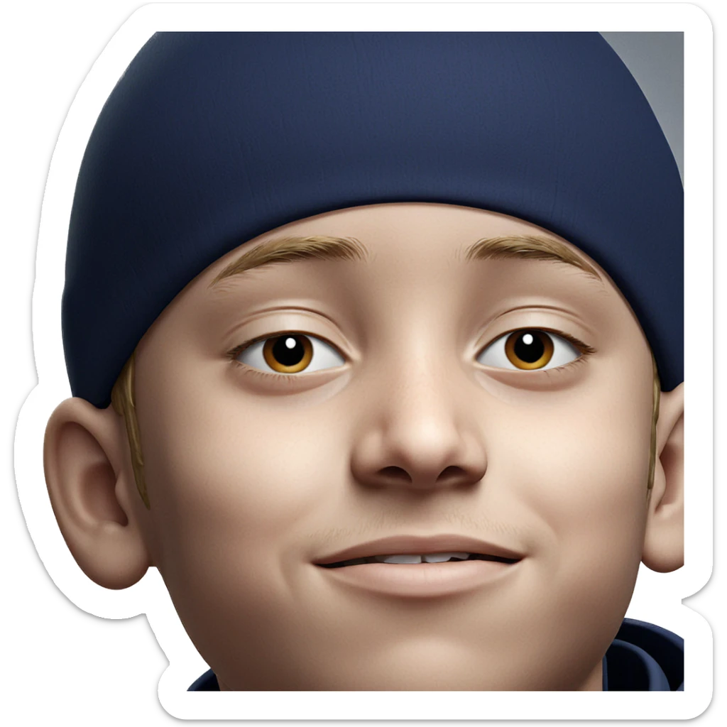 realistic portrait of solo boy sticker