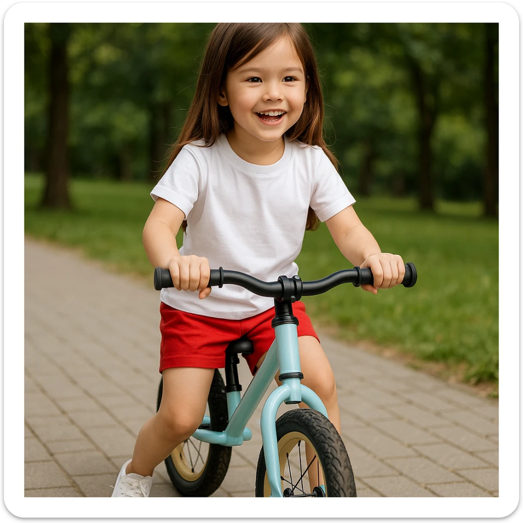 Make the girl's outfit red shorts and a white short-sleeved t-shirt sticker