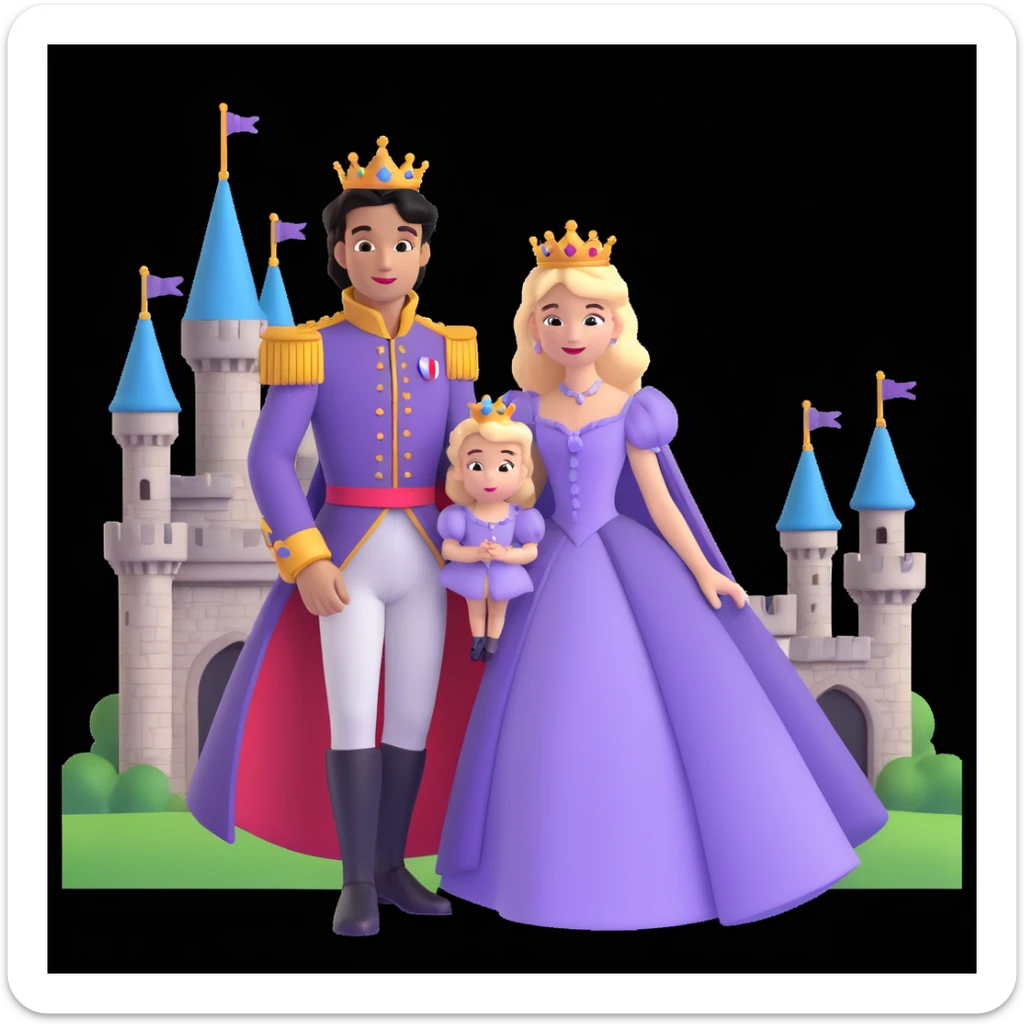 prince and princess Disney dress close up photo in castle background sticker