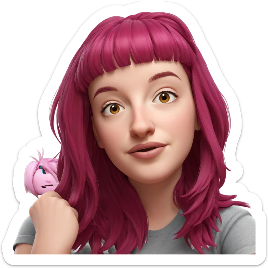 portrait of pink haired girl sticker