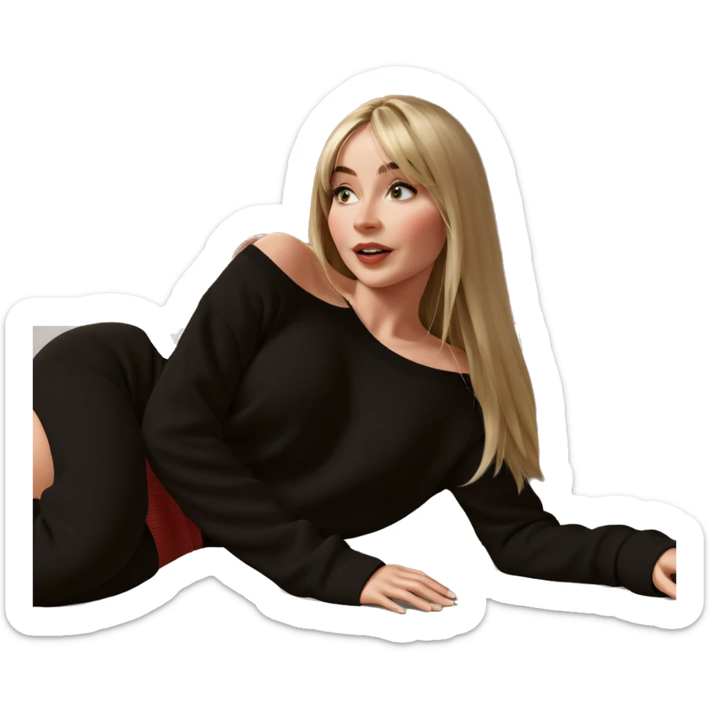 blonde girl in cozy sweater sticker