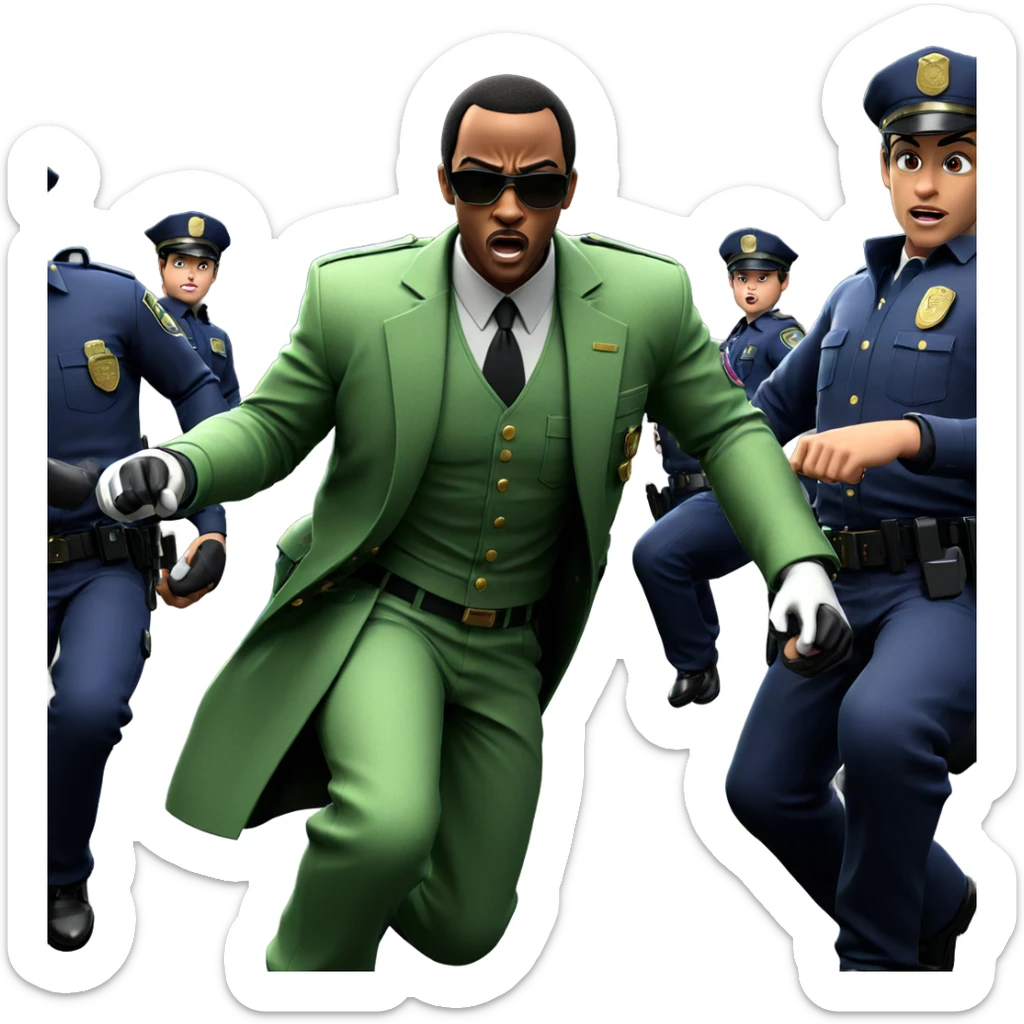 playful police boys in uniform sticker