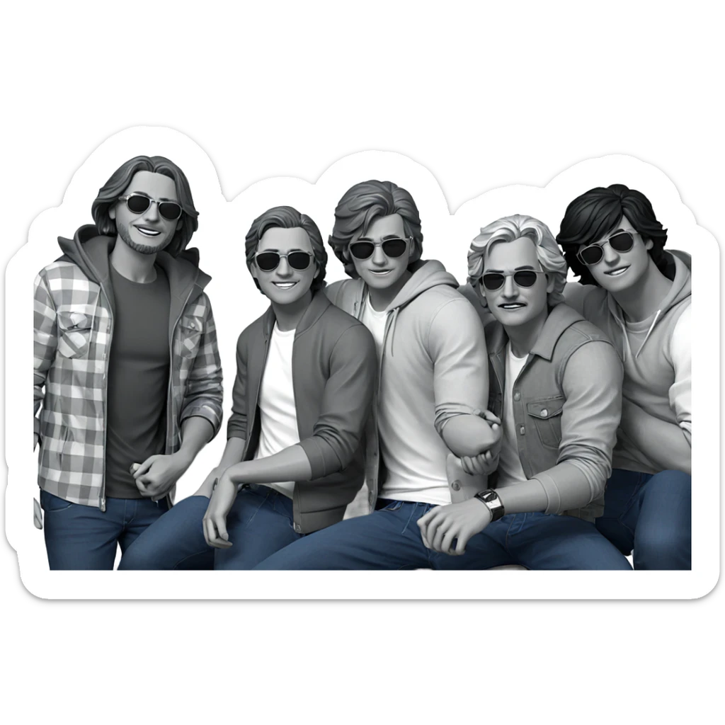greyscale boys in shades sticker